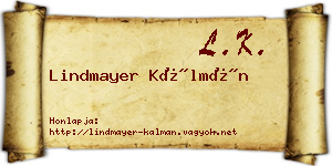 Lindmayer Kálmán névjegykártya